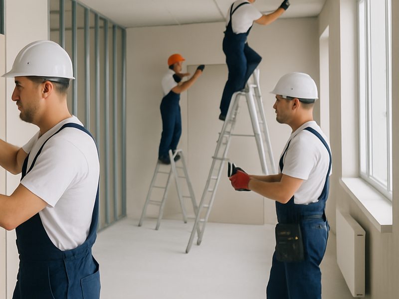 Parede de drywall acústico executada em escritório no Centro de Balneário Camboriú